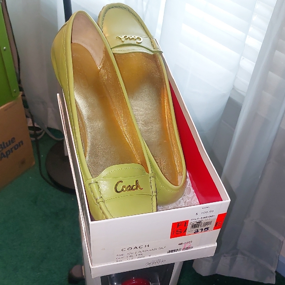 Coach Green Flats Classic Loafers